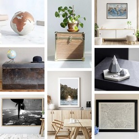 Travel inspired motifs and decor by Etsy sellers.