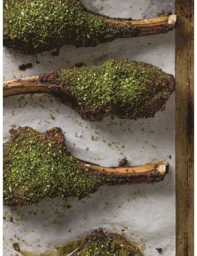 The beauty of David Robertson’s grilled lamb chops is the crust made from fresh herbs.