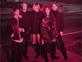Arcade Fire (L-R): Jeremy Gara, Richard Reed Parry, Win Butler, Régine Chassagne, Tim Kingsbury. The band's new album WE is out May 6, 2022. Credit: Michael Marcelle/Sony