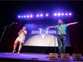 The Run N Gun 48hr Film Competition is all about fun filmmaking as this picture of the festival's managing director Sasha Duncan (left) and festival director Joel McCarthy (right) clearly shows. The festival is now accepting registration for this year's June 3-5 competition.

Photo credit: Bren MacDonald