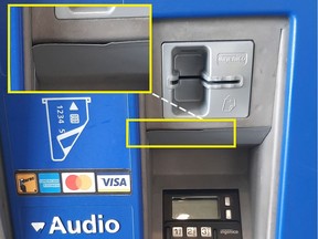 Example of Compass Card vending machines that have been targeted by a skimming operation to steal banking information.