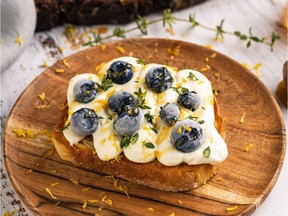 B.C. blueberry lemon and ricotta toast.