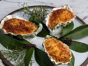Baked oysters by Roger Ma, Executive Chef of Boulevard Kitchen & Oyster Bar.
