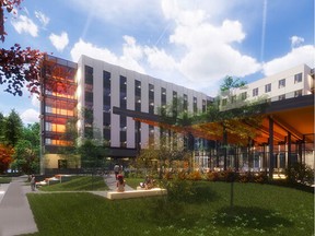 Capilano University North Vancouver will build student accommodation on campus for the first time. The dining hall has a capacity of 250 seats, and a secure bicycle storage room will also be equipped. Living quarters will include 52 single and 154 double rooms; of the single units, a dozen will be dedicated to students with disabilities. One two-bedroom suite will be dedicated to the residence life coordinator.