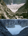 These two photos show the Coquitlam Glacier in 2006 (top) and late 2021.