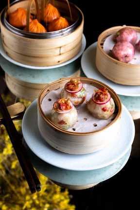 A selection of dumplings served for dim sum at Mott 32 in Vancouver’s new Paradox Hotel.