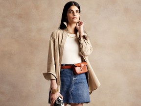 Denim mini skirt, $100 at Banana Republic, bananarepublic.ca.