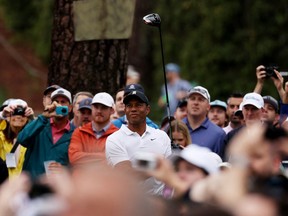 Tiger Woods was packing the gallery on practice-round day — practice! — at Augusta National on Wednesday, before the start of The Masters golf tournament.