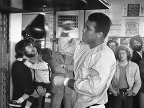 Boxing great Muhammad Ali works out at the Northwest Eagles Boxing Club in North Vancouver during the week of April 22-30, 1972. Ali was in town for a May 1 bout with George Chuvalo at the Pacific Coliseum. Ralph Bower/Vancouver Sun