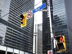 The Financial District at Bay Street and King Street in Toronto.