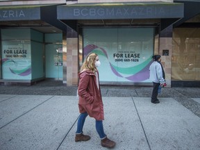 Empty store fronts on Robson Street