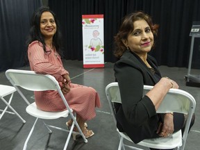 Asmita Lawrence (left) and Shikha Porwal are the co-founders of Manasvini, on organization that promotes Hindi-Canadian literary and cultural activities. They are pictured at the Newton Cultural Centre in Surrey on Saturday, April 23, 2022.