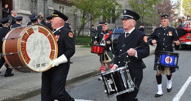 Line of Duty Death Memorial for Captain Steve Letourneau arrives at St. Andrew's Wesley United Church in Vancouver, BC., on April 14, 2022. NICK PROCAYLO/PNG