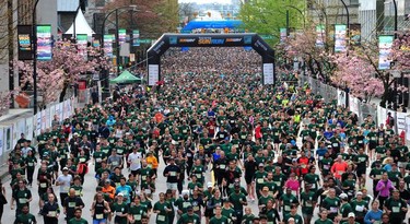 Scenes from the 2022 Sun Run on Georgia St.  in Vancouver on April 24, 2022.