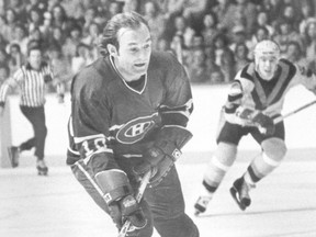 Montreal Canadiens great Guy Lafleur in action at the Pacific Coliseum against the Vancouver Canucks during the 1979-80 season, the last of his six straight 50-goal campaigns.