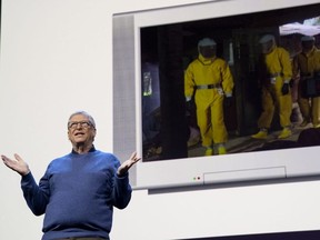 Bill Gates speaks during TED2022: A New Era in Vancouver April 12.  Gates pitched an idea for a global emergency-response approach under the acronym GERM, Global Epidemic Response and Mobilization.