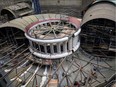 Construction of turbines in the powerhouse at the B.C. Hydro Site C hydroelectric dam project.