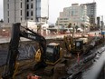 Excavation continues at the future South Granville station block, on the Broadway Subway project.