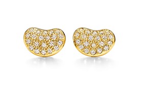 Elsa Peretti Bean design earrings in yellow gold with pavé diamonds, $6,050.