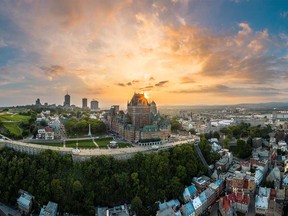 The Fairmont Le Chateau Frontenac in Old Quebec offers views of the St. Lawrence River.