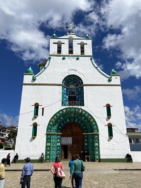 It looks like a church but this building in San Juan Chamula is more of a Mayan temple.