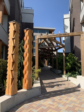 Architect Franc D’Ambrosio created the Esquimalt Art Walk in the concourse which extends public space from inside to outside at Esquimalt Town Square.