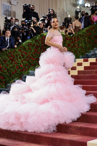 Tessa Thompson attends The 2022 Met Gala Celebrating "In America: An Anthology of Fashion" at The Metropolitan Museum of Art on May 2, 2022 in New York City.