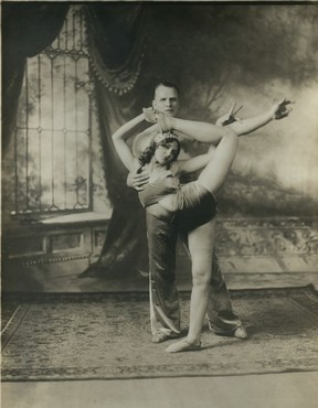 An undated publicity photo of Jack Strong with an unknown performer, probably for a vaudeville act.  Marked 