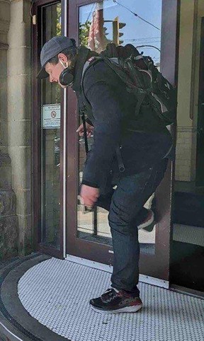 Vancouver police released this image of a suspect allegedly bear spraying a Chinatown elder in a racially charged incident on Friday, May 20, 2022.