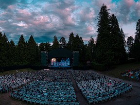 Panoramic shot of the lovely Theatre Under the Stars setting in Malkin Bowl, Stanley Park. 2021