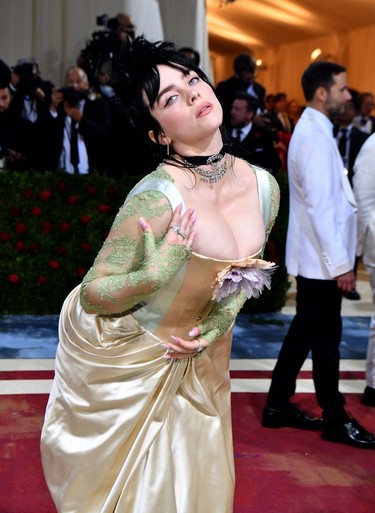 U.S. singer-songwriter Billie Eilish arrives for the 2022 Met Gala at the Metropolitan Museum of Art on May 2, 2022, in New York. - The Gala raises money for the Metropolitan Museum of Art's Costume Institute. The Gala's 2022 theme is "In America: An Anthology of Fashion."