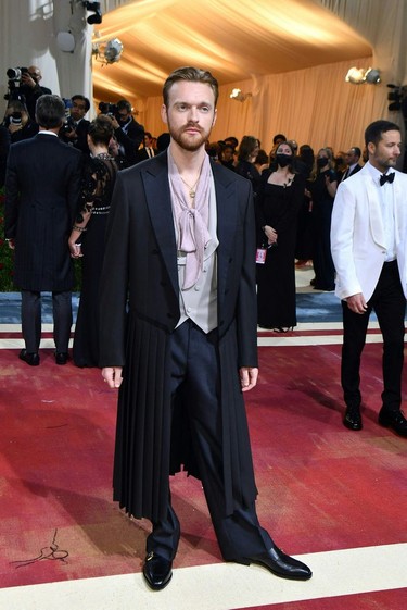 US singer-songwriter Finneas O'Connell arrives for the 2022 Met Gala at the Metropolitan Museum of Art on May 2, 2022, in New York. - The Gala raises money for the Metropolitan Museum of Art's Costume Institute. The Gala's 2022 theme is "In America: An Anthology of Fashion."