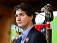 Canada's Prime Minister Justin Trudeau attend a memorial event marking the first anniversary of the discovery of unmarked Indigenous child graves at the Tk'emlups Pow Wow Arbour in Kamloops, B.C., May 23, 2022.