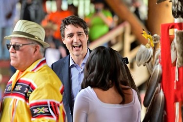 Canada's Prime Minister Justin Trudeau attends the Tk'emlups te Secwepemc Le Estcwicwey (The Missing) memorial, marking the first anniversary of the announcement of the discovery of unmarked Indigenous child graves at the Tk'emlups Pow Wow Arbour in Kamloops, B.C., May 23, 2022.