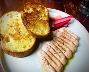 The chicken liver mousse with chamomile honey, preserved fruit and grilled sourdough is super light and creamy.