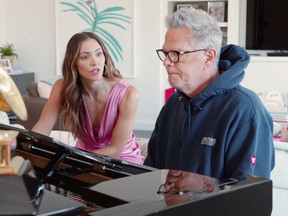 David Foster and his wife Katherine McPhee are seen here in Teresa Alfeld's film David Foster's EGGGPAA. The four-minute film has the Grammy Award-winning Victoria native Foster bemoaning the fact he is not of EGOT (Emmy, Grammy, Oscar, Tony awards) stature.
Photo credit: Courtesy of the NFB
