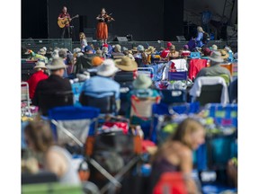 Martin and Eliza Carthy perform on the main stage at the 39th annual Folk Music festival Jericho Beach , Vancouver, July 16 2016.