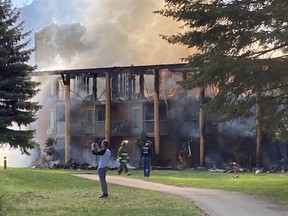 A look at the fire damage at the Quaaout Lodge at Talking Rock Golf Resort in the Shuswap area near Kamloops.