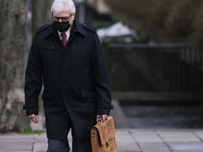 Craig James, former clerk of the British Columbia legislature, leaves B.C. Supreme Court during a break from his trial in Vancouver, on Wednesday, January 26, 2022. JA former clerk of the B.C. legislature is set to be sentenced on July 4 after he was found guilty of fraud and breach of trust.