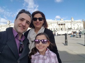 Parisa Eghbalian, a dentist at Dawson Dental Centres in Guelph, and her daughter Reera Esmaeilion were killed in the Ukrainian International Airlines crash. Also pictured, Hamed Esmaeilion, husband and father to Eghbalian and Reera.