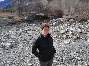 "I'm done. I give up. You win," says Cawston farmer Krystine McInnes, standing in a field destroyed when the Similkameen River burst its banks. She's hoping for a government buyout, which would allow her to start farming elsewhere while making room for the river.