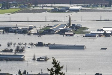BEFORE: Water fills the low lying fields and land in Abbotsford, Nov., 17, 2021.