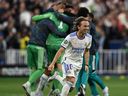 Real Madrid's Luka Modric celebrates after winning the Champions League against Liverpool.