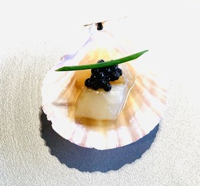 Scallop crudo with Northern Divine caviar at Phantom Creek Estates in Oliver, B.C.