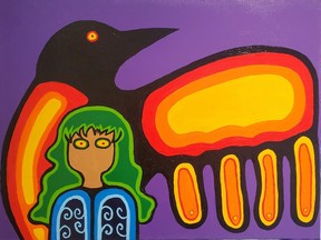 Natasha Redwood-Scribe's Aandeg | Crow is on display at the Art @Bentall Gallery until June 30 as part of National Indigenous History Month.