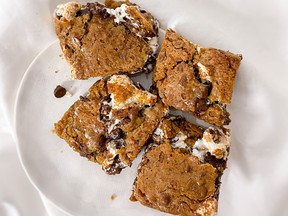 In one bite of a S’mores Toffee Cookie Bar, you get a delightful combination of ooey-gooey, chewy marshmallow along with crunchy Biscoff cookie pieces.