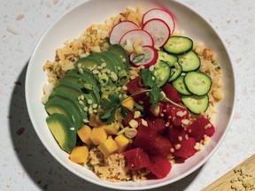 The Ahi Tuna Poke Bowl is a main feature of Earls The Cookbook (Anniversary Edition).