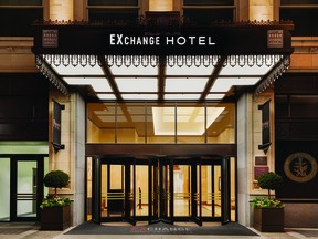 The front entrance of the EXchange Hotel on Howe Street in the heart of Vancouver's financial district. CREDIT: Levi Groeneveld