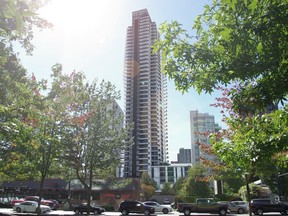 In exchange for zoning changes that allow it to build higher, the developer of this glamorous 43-storey skyscraper proposed for 1640-1650 Alberni will provide $33 million worth of contributions to the city. Many say the city is over-relying on such agreements. (Artist's rendition.)