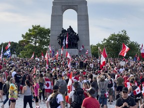 Canadian Forces veteran James Topp arrived at the National War Memorial early Thursday evening, completing a cross-country march to protest COVID-19 vaccine mandates, on June 30, 2022.